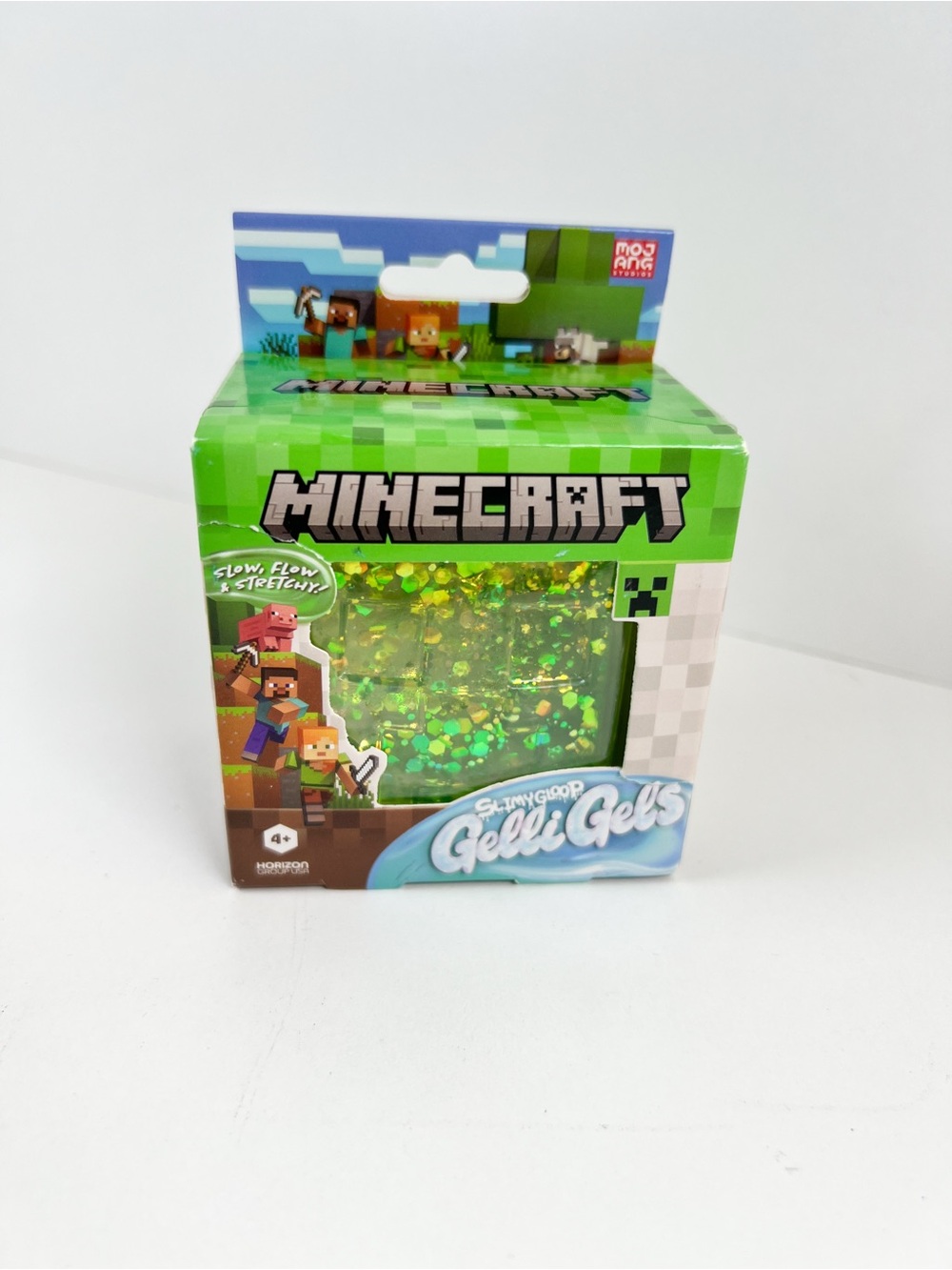 NIB Minecraft Slimygloop Gelli Gels Creeper Gel Toy Green Glitter Sensory Toy